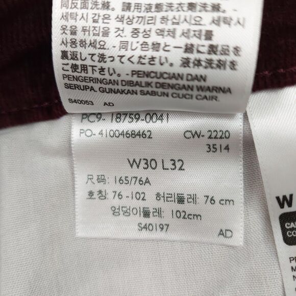 Levi's 725 Corduroy Pants Womens 30x32 Burgundy Bootcut High Rise Riding Stretch - Picture 11 of 12